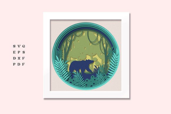 3D Bear Shadow Box Svg