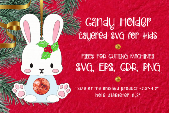 3D SVG Baby Bunny Christmas Candy Holder
