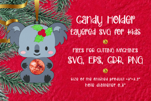 3D SVG Baby Koala Christmas Candy Holder