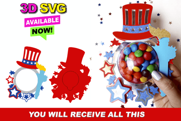 4th of July Candy Holder 3D SVG Shapes