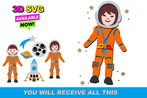 Astronaut Paper Doll 3D SVG Shapes