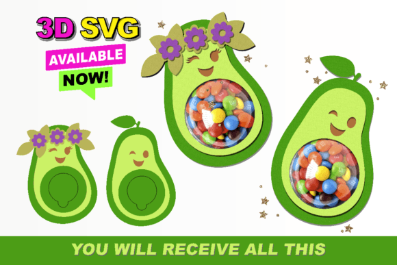 Avocado Candy Holder 3D SVG Shapes