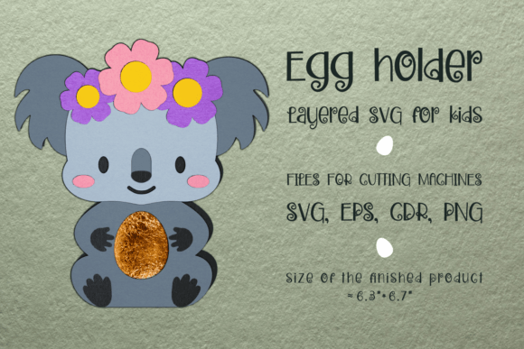 Baby Koala Easter Egg Holder 3D SVG Shapes