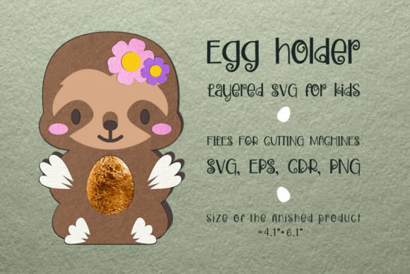 Baby Sloth Easter Egg Holder 3D SVG