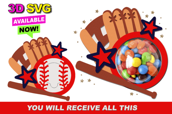 Baseball Candy Holder 3D SVG Shapes
