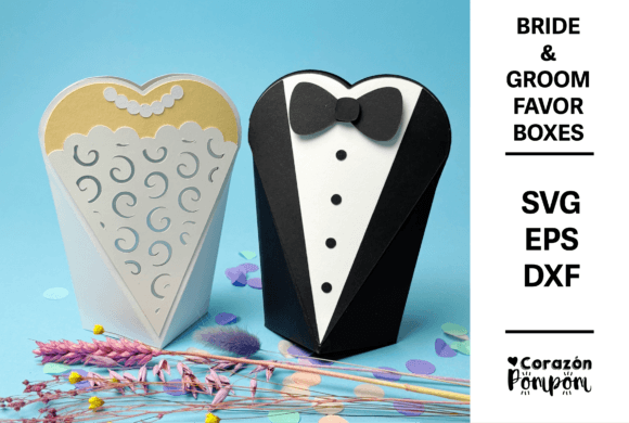 Bride Groom Wedding Favor Gift Box SVG