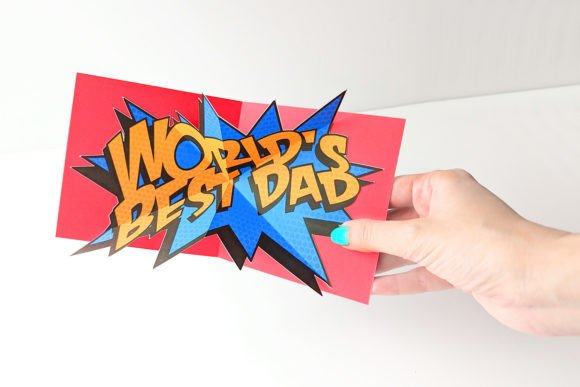 Comic World's Best Dad Pop Up Card SVG