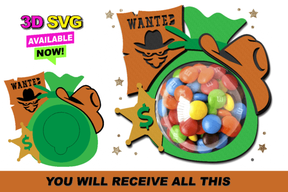 Cowboy Candy Holder 3D SVG Shapes
