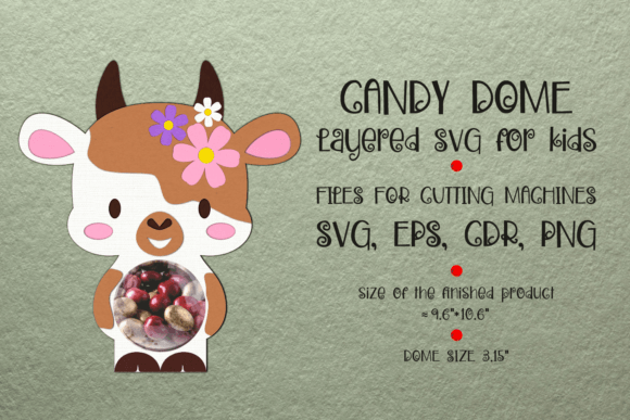Cute Cow Candy Dome Template 3D SVG