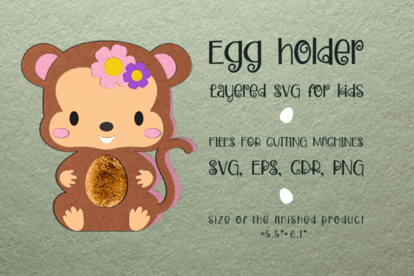 Cute Monkey Easter Egg Holder 3D SVG Shapes
