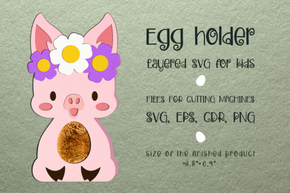 Cute Pig Easter Egg Holder 3D SVG Shapes