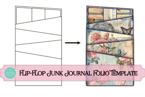 Flip Out Junk Journal Folio Template 3D SVG