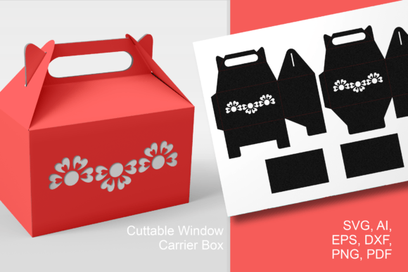 Flower Band Gable Favor Box Template SVG