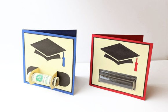 Grad Hat Money Roll Holder Card SVG
