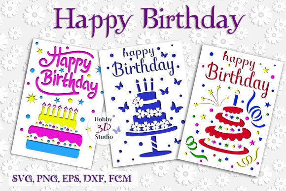 Happy Birthday Papercut Cards SVG Bundle