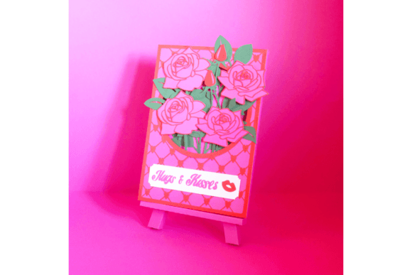 Hugs and Kisses Flower Card 3D SVG Greeting Cards