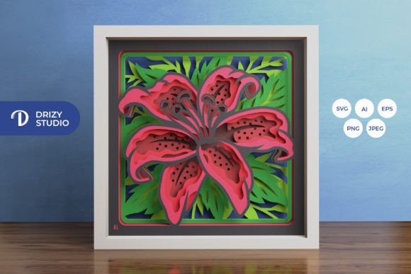 Lily 3D Shadow Box – Lily Flower 3D