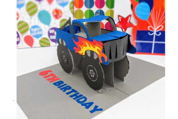 Monster Truck Pop Up Card 3D SVG Greeting Cards