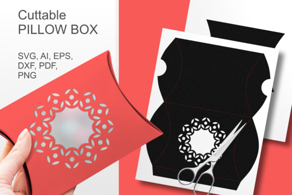 Ornamented Round Window Pillow Box SVG