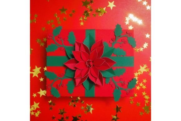 Poinsettia Gift Box 2: 3D SVG Christmas Design