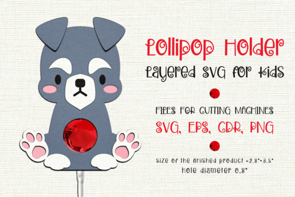 Schnauzer Dog Lollipop Holder 3D SVG Shapes