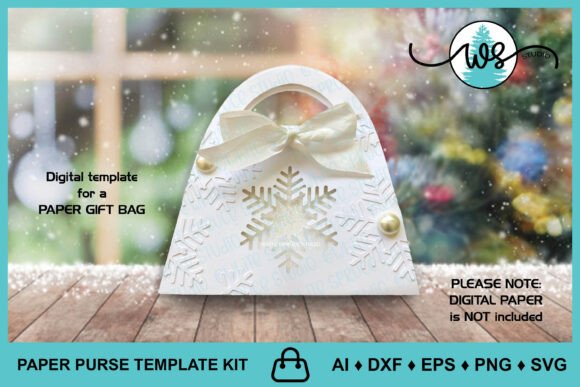 Snowflake Paper Gift Bag 3D SVG for Christmas