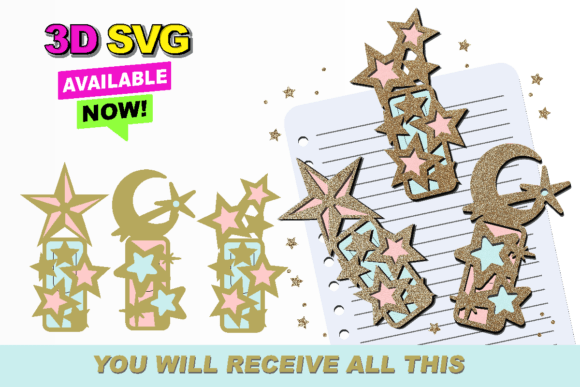Stars Book Marks 3D SVG Shapes
