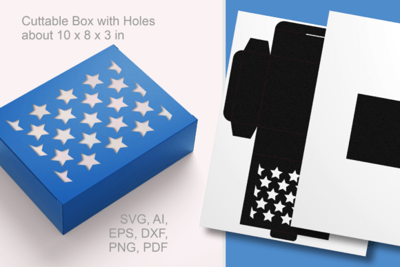 Stars Decorative Holes Rectangular Box 3D SVG Gift Boxes