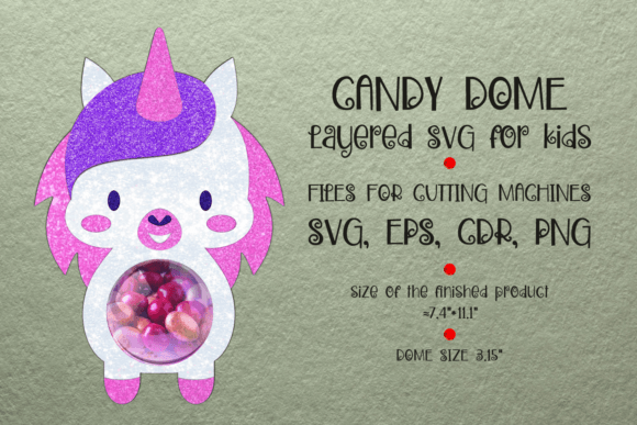 Unicorn Candy Dome Birthday Party Favor 3D SVG