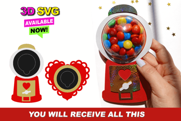 Valentine Candy Holder 3D SVG Shapes