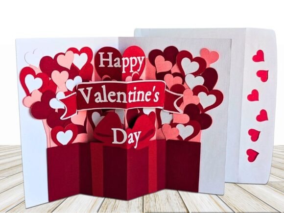 Valentine Hearts Pop Up Card 3D SVG