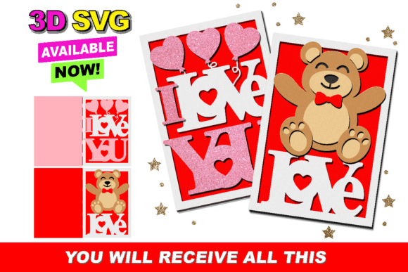 Valentine I Love You Card 3D SVG