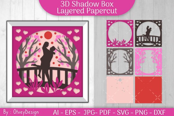 Valentine Wedding Shadow Box 3D SVG