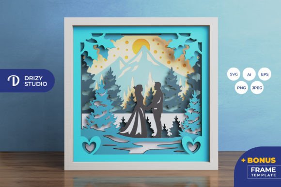 Winter Wedding Shadow Box Paper Cut